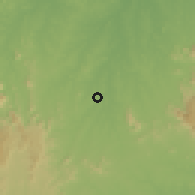 Shaded relief of the 60 km around Canindé, drawn from the GMTED2010 grid