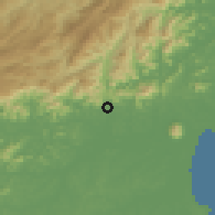 Shaded relief of the 58 km around Casimiro de Abreu, drawn from the GMTED2010 grid