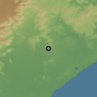 Shaded relief of the 57 km around Criciúma, drawn from the GMTED2010 grid