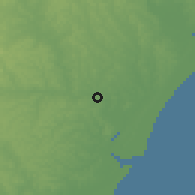 Shaded relief of the 60 km around Estância, drawn from the GMTED2010 grid