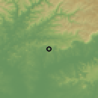 Shaded relief of the 56 km around Estância Velha, drawn from the GMTED2010 grid