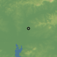 Shaded relief of the 56 km around Esteio, drawn from the GMTED2010 grid
