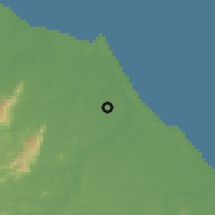 Shaded relief of the 60 km around Eusébio, drawn from the GMTED2010 grid