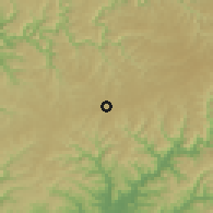 Shaded relief of the 57 km around Farroupilha, drawn from the GMTED2010 grid