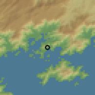 Shaded relief of the 58 km around Angra dos Reis, drawn from the GMTED2010 grid