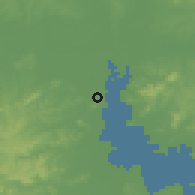 Shaded relief of the 56 km around Guaíba, drawn from the GMTED2010 grid