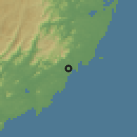 Shaded relief of the 58 km around Guarapari, drawn from the GMTED2010 grid