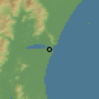 Shaded relief of the 57 km around Guaratuba, drawn from the GMTED2010 grid