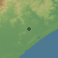 Shaded relief of the 57 km around Içara, drawn from the GMTED2010 grid