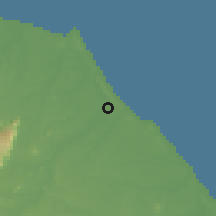 Shaded relief of the 60 km around Aquiraz, drawn from the GMTED2010 grid