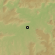 Shaded relief of the 59 km around Araçuaí, drawn from the GMTED2010 grid