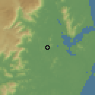 Shaded relief of the 57 km around Joinville, drawn from the GMTED2010 grid