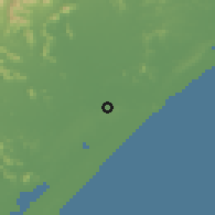 Shaded relief of the 57 km around Araranguá, drawn from the GMTED2010 grid