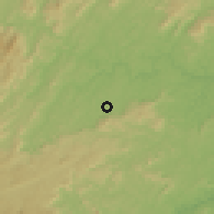 Shaded relief of the 58 km around Leopoldina, drawn from the GMTED2010 grid