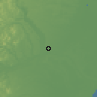 Shaded relief of the 59 km around Linhares, drawn from the GMTED2010 grid