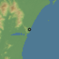 Shaded relief of the 57 km around Matinhos, drawn from the GMTED2010 grid