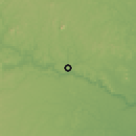 Shaded relief of the 59 km around Nanuque, drawn from the GMTED2010 grid