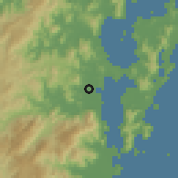 Shaded relief of the 57 km around Palhoça, drawn from the GMTED2010 grid