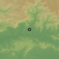 Shaded relief of the 56 km around Parobé, drawn from the GMTED2010 grid