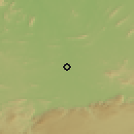 Shaded relief of the 60 km around Patos, drawn from the GMTED2010 grid