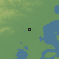 Shaded relief of the 56 km around Pelotas, drawn from the GMTED2010 grid
