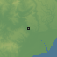 Shaded relief of the 60 km around Penedo, drawn from the GMTED2010 grid