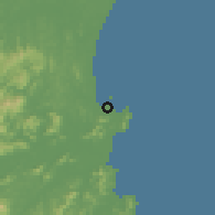 Shaded relief of the 57 km around Penha, drawn from the GMTED2010 grid