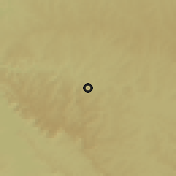 Shaded relief of the 58 km around Piraju, drawn from the GMTED2010 grid
