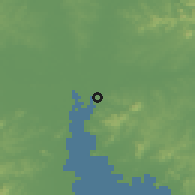 Shaded relief of the 56 km around Porto Alegre, drawn from the GMTED2010 grid