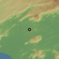 Shaded relief of the 58 km around Queimados, drawn from the GMTED2010 grid