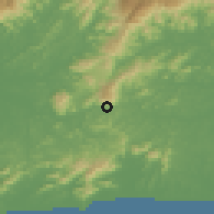 Shaded relief of the 58 km around Rio Bonito, drawn from the GMTED2010 grid