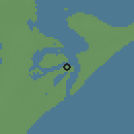 Shaded relief of the 56 km around Rio Grande, drawn from the GMTED2010 grid