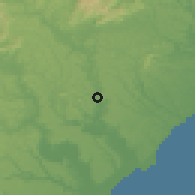 Shaded relief of the 60 km around Rio Largo, drawn from the GMTED2010 grid