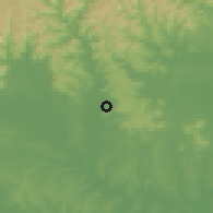 Shaded relief of the 56 km around Santa Cruz do Sul, drawn from the GMTED2010 grid