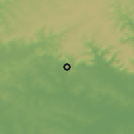 Shaded relief of the 56 km around Santa Maria, drawn from the GMTED2010 grid