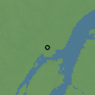Shaded relief of the 60 km around Santana, drawn from the GMTED2010 grid