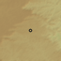 Shaded relief of the 58 km around Santos Dumont, drawn from the GMTED2010 grid
