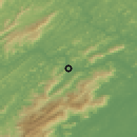 Shaded relief of the 58 km around São Fidélis, drawn from the GMTED2010 grid