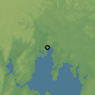 Shaded relief of the 60 km around São Francisco do Conde, drawn from the GMTED2010 grid