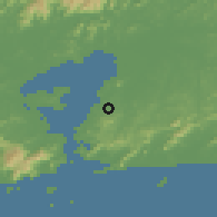 Shaded relief of the 58 km around São Gonçalo, drawn from the GMTED2010 grid