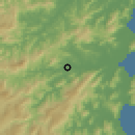 Shaded relief of the 57 km around São João Batista, drawn from the GMTED2010 grid