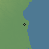 Shaded relief of the 58 km around São João da Barra, drawn from the GMTED2010 grid