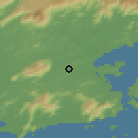Shaded relief of the 58 km around São João de Meriti, drawn from the GMTED2010 grid