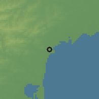 Shaded relief of the 56 km around São Lourenço do Sul, drawn from the GMTED2010 grid