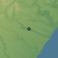 Shaded relief of the 60 km around São Miguel dos Campos, drawn from the GMTED2010 grid
