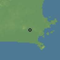 Shaded relief of the 58 km around São Pedro da Aldeia, drawn from the GMTED2010 grid
