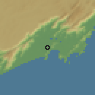 Shaded relief of the 58 km around São Vicente, drawn from the GMTED2010 grid