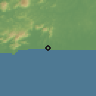 Shaded relief of the 58 km around Saquarema, drawn from the GMTED2010 grid