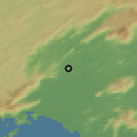 Shaded relief of the 58 km around Seropédica, drawn from the GMTED2010 grid
