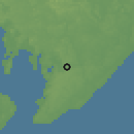 Shaded relief of the 60 km around Simões Filho, drawn from the GMTED2010 grid